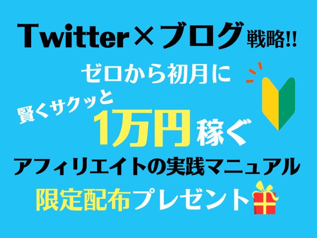 Twitter×ブログ戦略！ゼロから初月に賢くサクッと1万円稼ぐアフィリエイトの実践マニュアル
